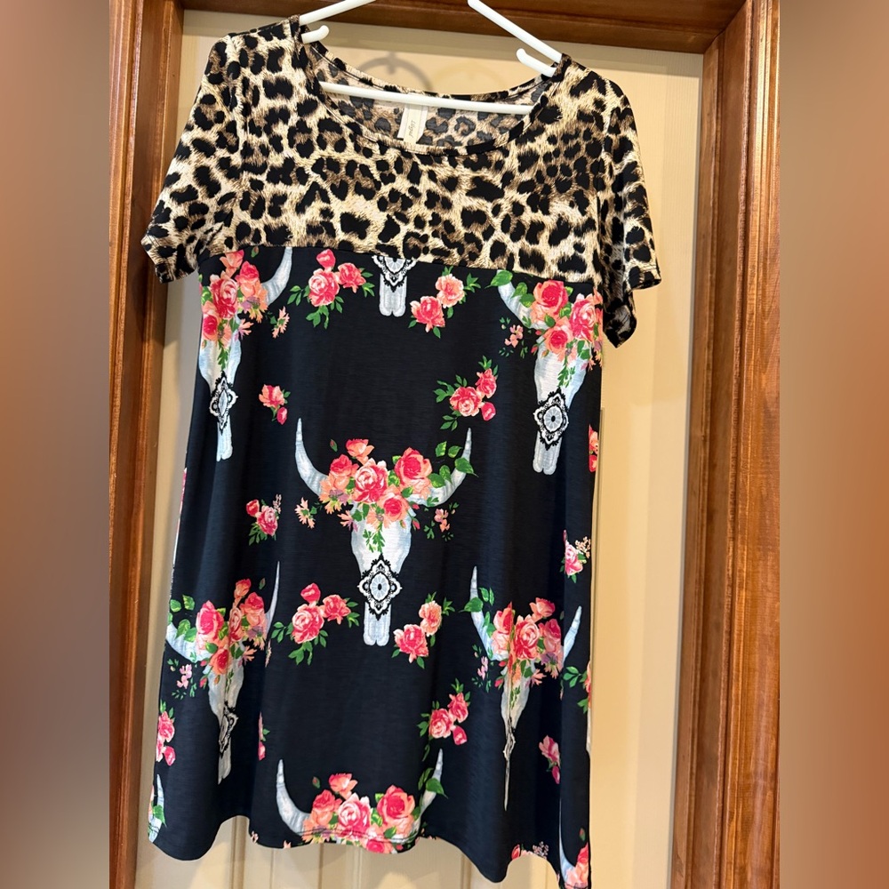 Leopard and Floral women’s tunic top